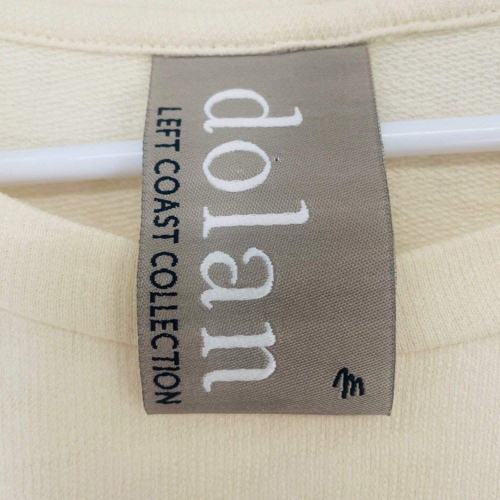 dolan Left Coast Collection Cream Linen Blend Pleated Hem T-Shirt Top Womens - Picture 5 of 8